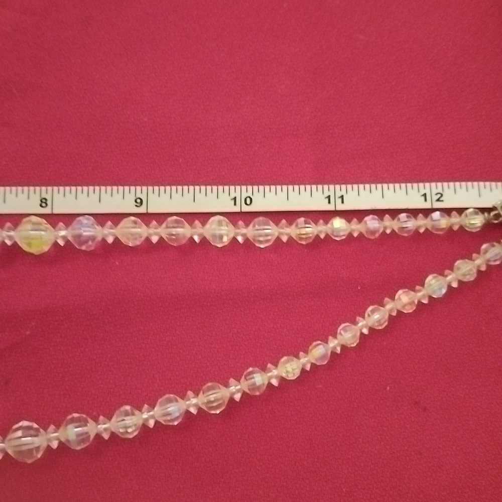 Vtg LOT of 2 AB Rock Crystal Chokers Double Strand and Single Strand - Picture 11 of 13